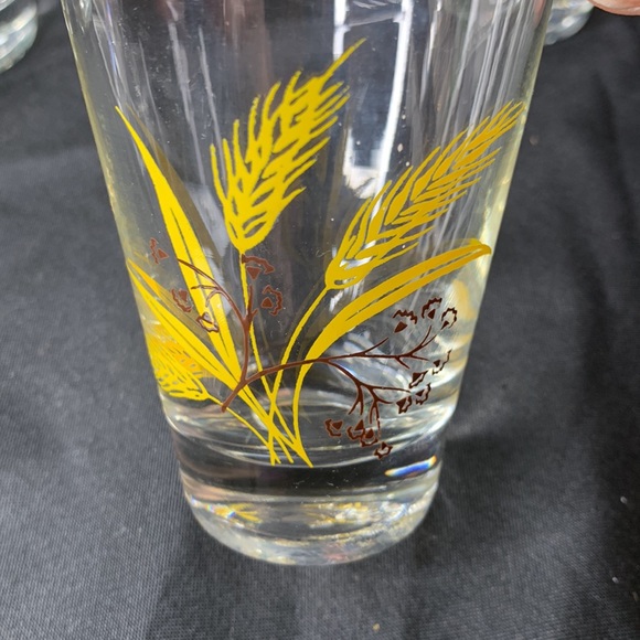 Set of 5 vintage Homer Laughlin AUTUMN GOLD wheat pattern lowball /rocks glasses - Picture 5 of 6